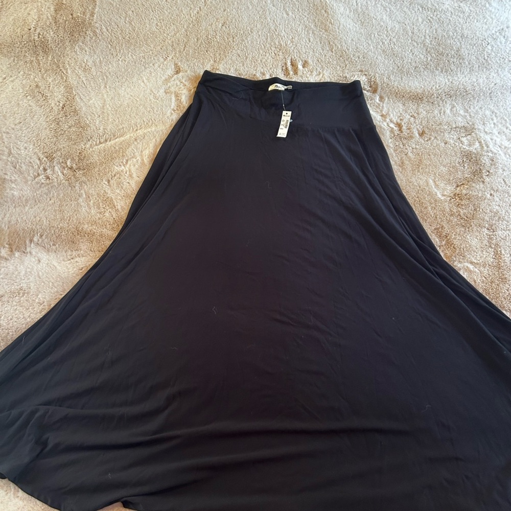 Madewell Black Asymmetrical A-Line Maxi Skirt